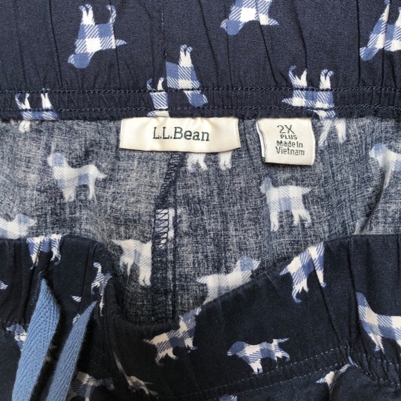 L.L.Bean Cotton Navy Blue Dog Patterned Pajamas Set Shirt & Shorts Women’s 2X - Picture 13 of 15